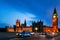 Busy road at Big Ben in Westminster Palace London