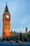 Busy road at Big Ben of Westminster Palace in London