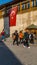 Busy road and market of Gaziantep in the daylight in Turkey