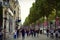 Busy shoppers along the stores of Champ Elysees in Paris