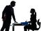 Busy smiling business woman man couple silhouette