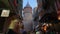 Busy street near Galata Tower in Istanbul. Time-lapse video captures the vibrant scene with a bustling crowd of tourists