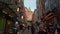 Busy street near Galata Tower in Istanbul. Time-lapse video captures the vibrant scene with a bustling crowd of tourists