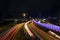 Busy traffic along highway at night at Auckland, New Zealand