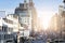 Busy view of 14th Street with crowds of people in Chelsea New York City