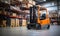 A Busy Warehouse with a Forklift in Motion