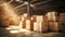 Busy Warehouse Packed With Boxes - Efficient Storage for Industrial Production Stock