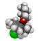 Butachlor herbicide molecule. 3D rendering. Atoms are represented as spheres with conventional color coding: hydrogen (white),