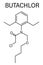 Butachlor herbicide molecule. Skeletal formula. Chemical structure