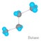 Butane 3D molecule chemical science, cartoon style