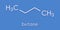 Butane hydrocarbon molecule. Commonly used as fuel gas, alone or combined with propane (LPG, liquified petroleum gas). Skeletal