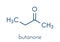 Butanone methyl ethyl ketone, MEK industrial solvent, chemical structure. Skeletal formula.