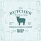 Butcher American Shop label design with Sheep. Farm animal vintage logo textured template.