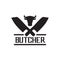 Butcher classic emblem with crossed knife logo design