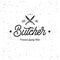 Butcher Emblem with Knife Grunge White Vector