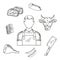 Butcher proffesion and meat icons