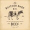 Butcher Shop vintage emblem beef meat products, butchery Logo template retro style. Vintage Design for Logotype, Label, Badge and