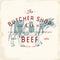 Butcher Shop vintage emblem beef meat products, butchery Logo template retro style. Vintage Design for Logotype, Label, Badge and