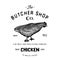Butcher Shop vintage emblem, chiken meat products, butchery Logo template retro style. Vintage Design for Logotype, Label, Badge