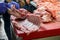 Butcher shop at Vlali Market in Thessalonik