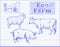 Butchering beef diagram, pork, lamb and farm
