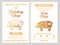 Butchery Shop Poster with Pork Meat Cutting Charts in Golden Colors. Butchers Guide Diagram Design