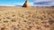 Butte Church Rocks Monument Beige Color In Dry Hot Desert Aerial View Bottom Up