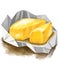 Butter in foil yellow milky spread dairy product watercolor painting illustration