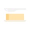 Butter Margarine icon. Brick of butter on plate with knife, milk based product