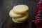 Butter Shortbread Cookies on Dark Wooden Surface / Short Bread Biscuits