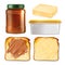 Butter Spread On Toast And Package Set Vector