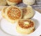 Buttered English crumpets