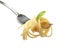 Buttered pasta with basil on a fork