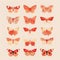 Butterflies Collection in Retro Illustration Style, Vintage Americana, Butterflies Set