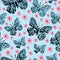Butterflies and Dasies-Butterfly Garden,seamless repeat pattern