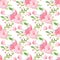 Butterflies and flowering seamless raster pattern