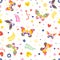 Butterflies hearts nature seamless pattern