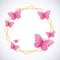 Butterflies silhouettes pink background