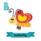 Butterfly. B letter. Cute children animal alphabet in vector. Funny cartoon animals