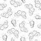 Butterfly beautiful insects seamless pattern. Wings flight motion. Detailed black line drawing on white background.