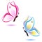 Butterfly, beauty concept, pink and blue. Vector e