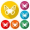 Butterfly Circle Icon Flat with long Shadow