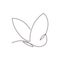 Butterfly continuous line vector illustration. Butter fly made with single editable path.