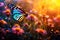 Butterfly on daisy flowers in the meadow at sunset, A charming close-up of a butterfly pollinating a vibrant field of wildflowers