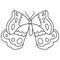Butterfly fantasy outline, doodle coloring page for toddlers insect world vector illustration
