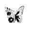 butterfly flower design, abstract illustration, natural black vector design