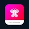 Butterfly, Fly, Insect, Spring Mobile App Button. Android and IOS Glyph Version