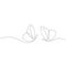 Butterfly fly line drawing, love animal spring or summer vector