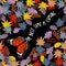 Butterfly flying through the Autumn winter leaves in the night s