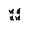 Butterfly flying black vector silhouette set.